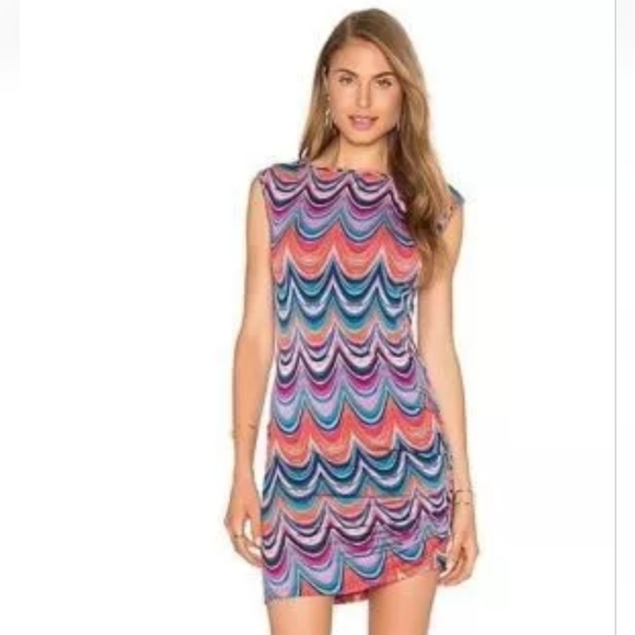 Trina Turk Psychadelic Colorful Dream Fitted Mini Dress Small Sleeveless - Picture 1 of 6